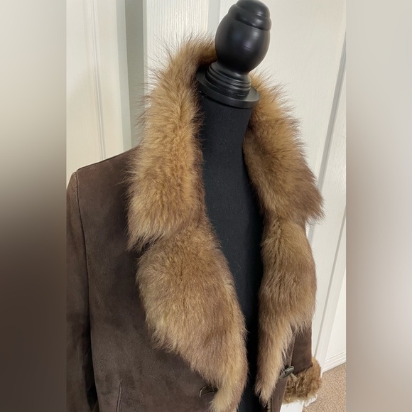 Blue Duck vintage real shearling coat jacket luxurious very soft M - Picture 3 of 13